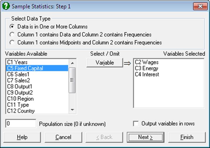 Descriptive Statistics-One-Sample Data Types