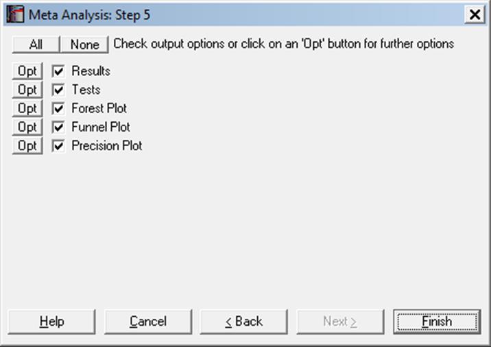 Meta Analysis-Output Options