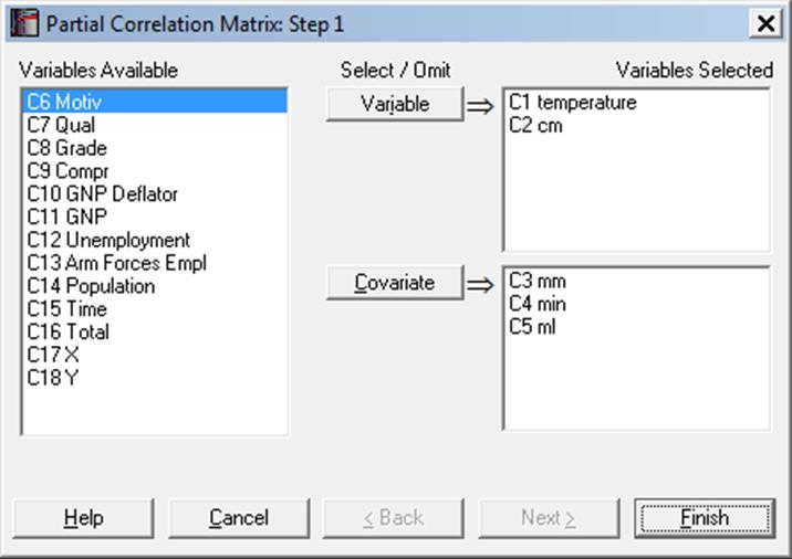 Partial Correlation Matrix