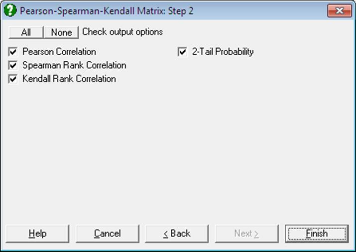 Pearson-Spearman-Kendall Correlations Matrix