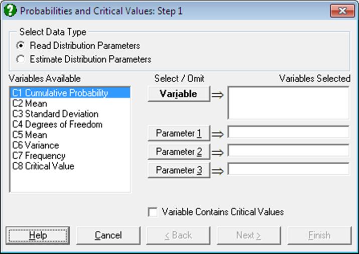 Probabilities and Critical Values