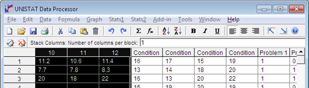 Spreadsheet-Data Menu