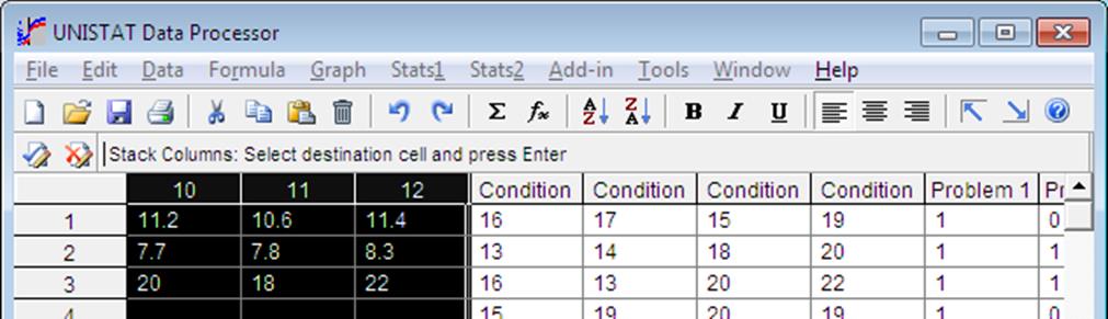 Spreadsheet-Data Menu