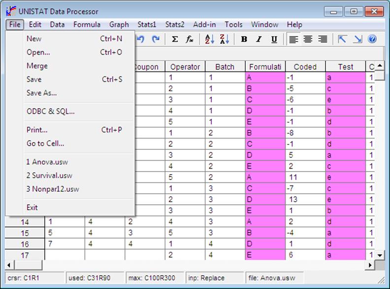 Spreadsheet-File Menu