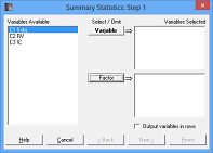 Summary Statstics Variable Selection
